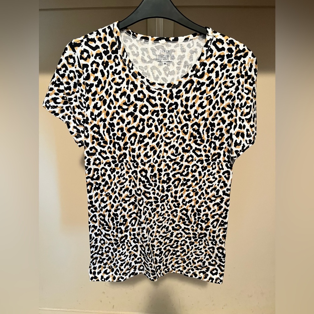 J. Crew Black and Brown Fitted Short Sleeve Tee